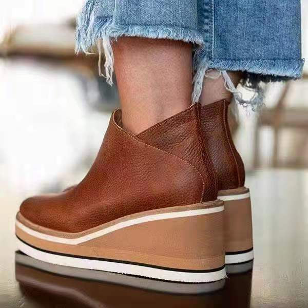 Short boots side zipper casual ladies single shoes