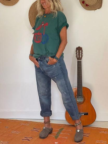 Vintage Distressed Loose Casual Ladies Jeans