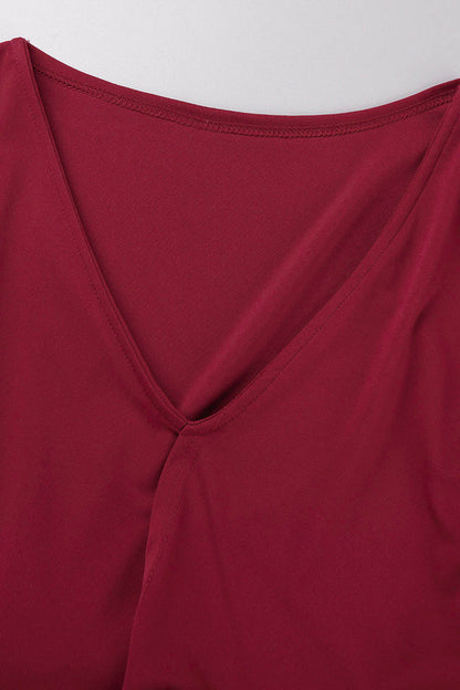 loveedsTM-Elegant Solid Slit Fold V Neck Evening Dress Dresses