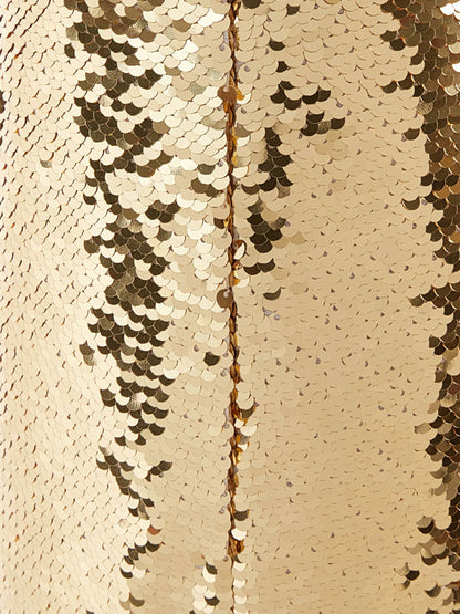 Sequined Straight Elegant Spaghetti Straps Women's Gown