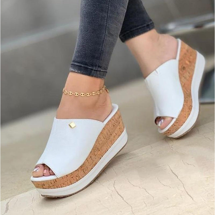 Solid color wedge sandals