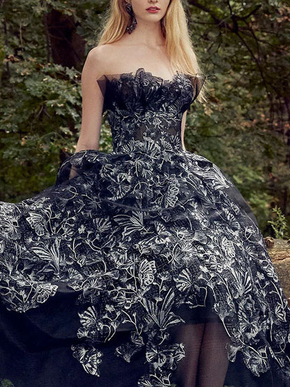 Hand Embroidered Organza Women's Evening Dress