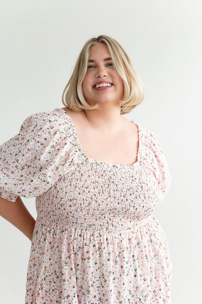 loveedsTM-Gabrielle Floral Midi Dress in Blush