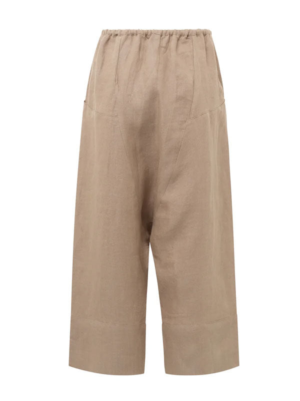 Lace-up Nine-point Cotton and Linen Women's Pants