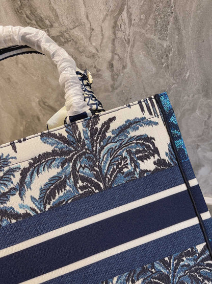 Christian Dior Book Tote Bag Blue Christian Large