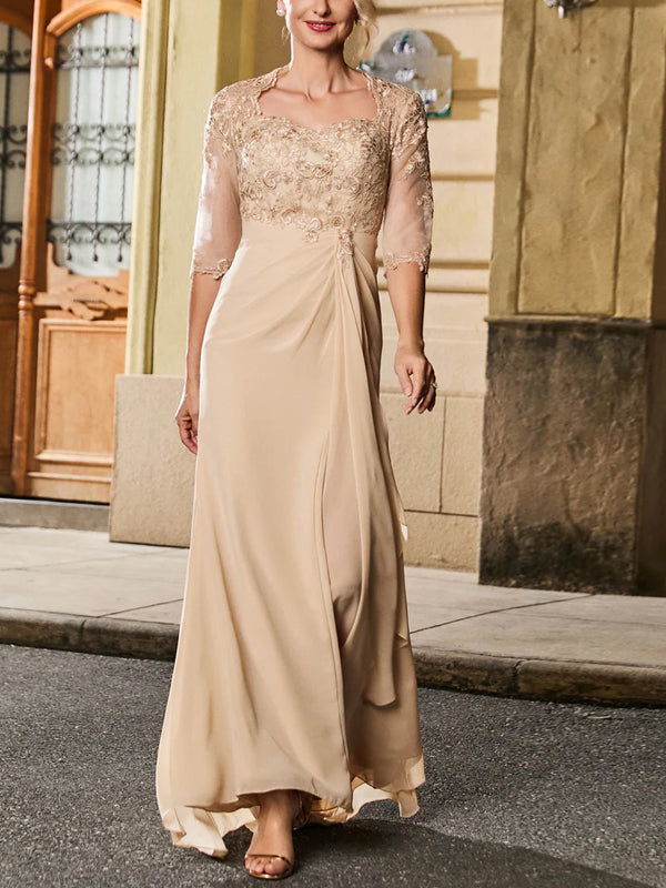 Solid Color Lace Chiffon Maxi Dress