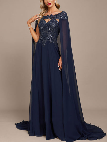 Round Neck Lace Trailing Evening Dress