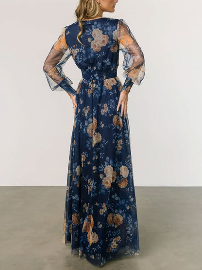 Elegant Beach Resort Printed Mesh Women's Dress