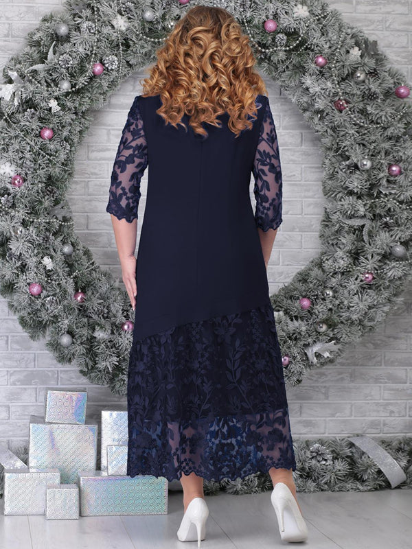 Solid Lace Paneled Maxi Dress