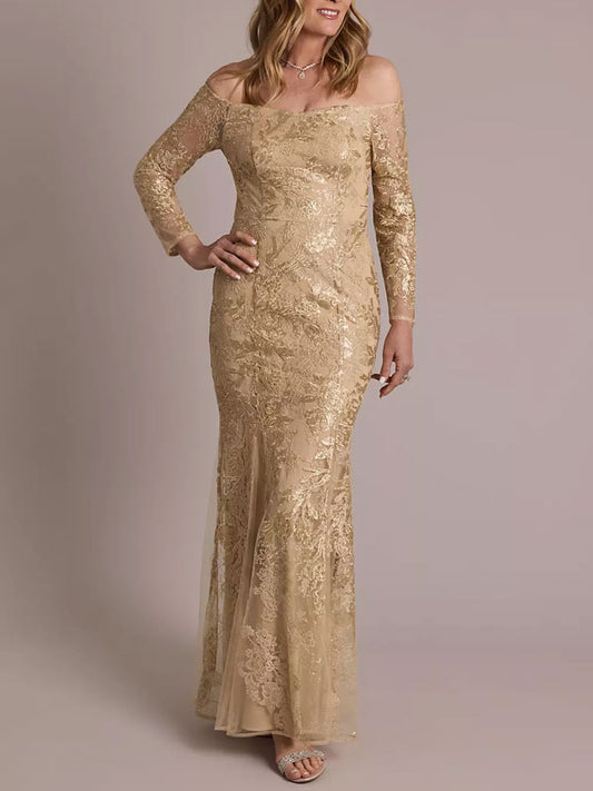 Long-Sleeve Off-the-Shoulder Mermaid Dress