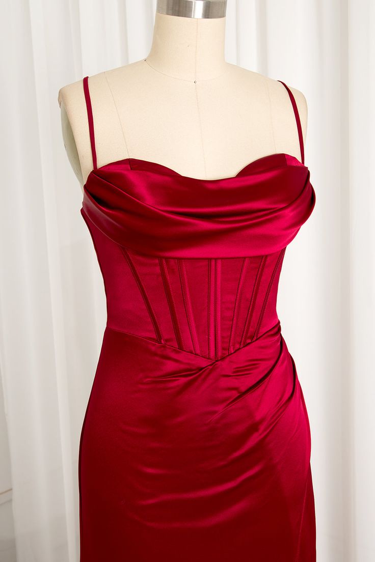 Mermaid Spaghetti Straps Floor Length Prom Dress With Slit 21st Birthday Outfit P1377