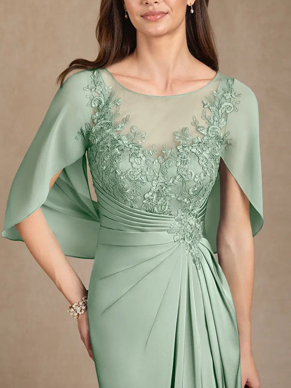 Agave A-Line Lace Stretch Satin Dress