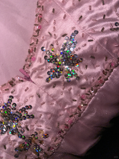 Pink One Shoulder Fashion Sparkling Elegant Beaded Long Tulle Ball Gown Evening Dress  gh4387