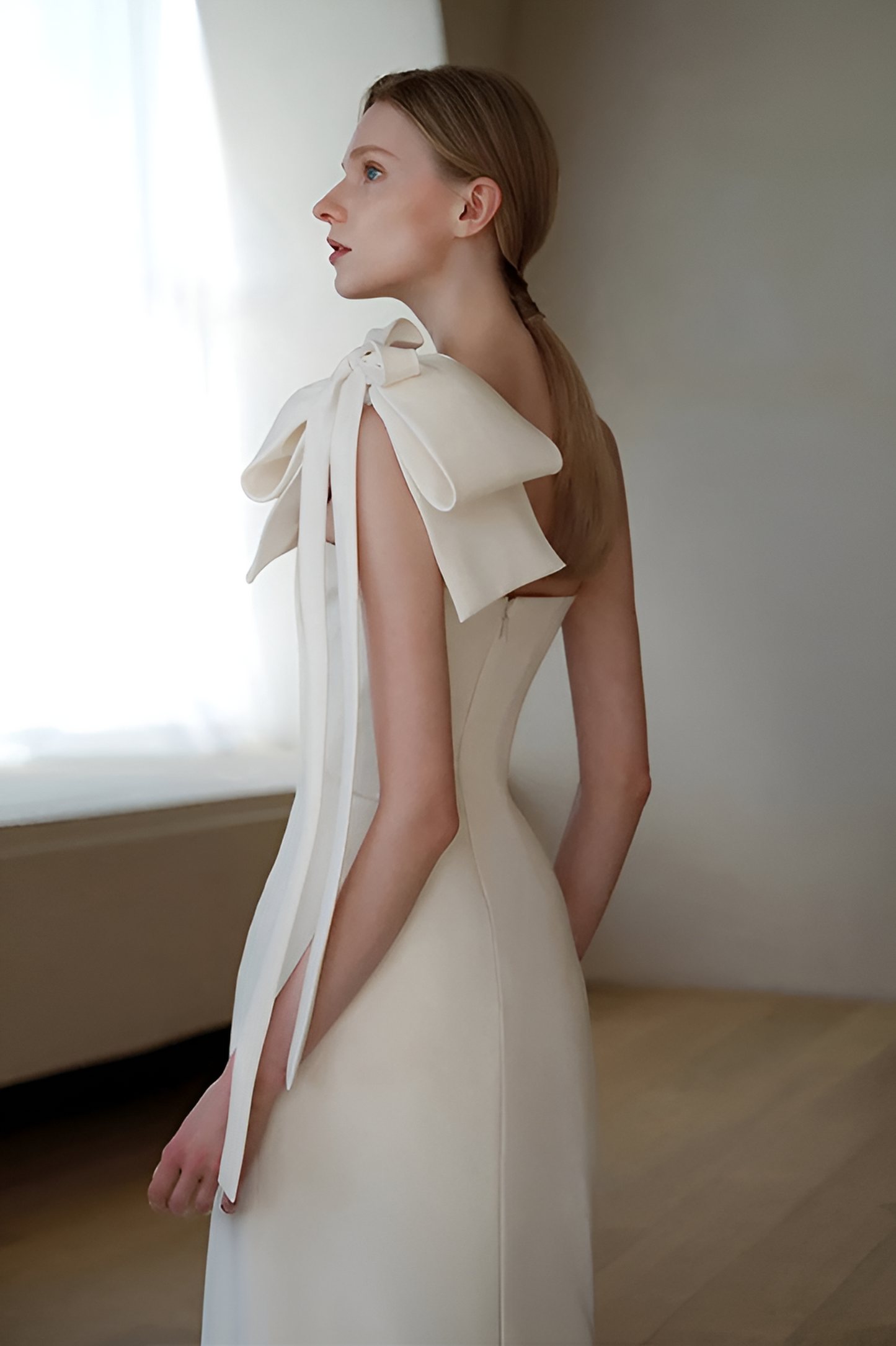 loveedsTM-Elegant banquet sexy slit one-shoulder white evening dress