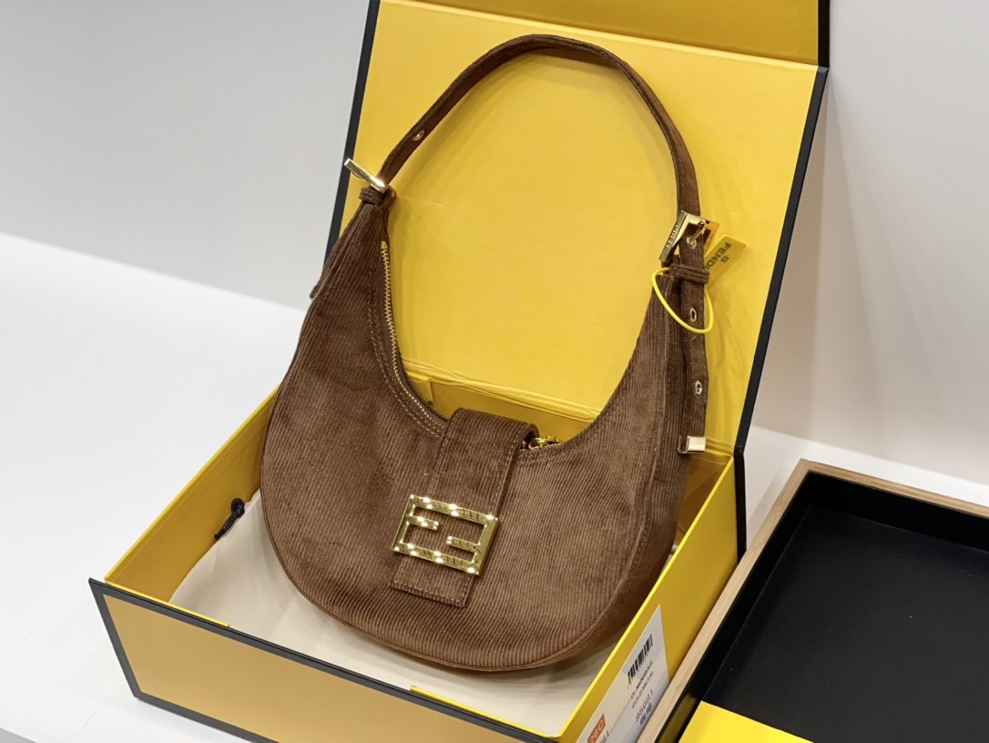 Fendi Brown Suede Croissant-Bag