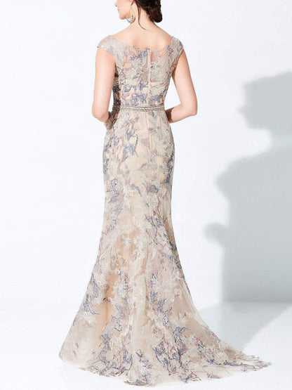 V-neck Lace Mesh Maxi Dress