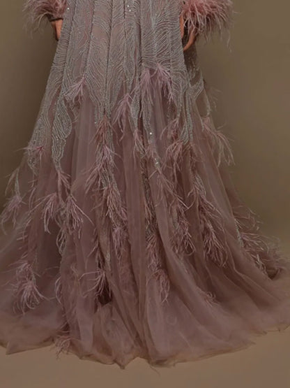 Feather sequins delicate and sexy women's dress