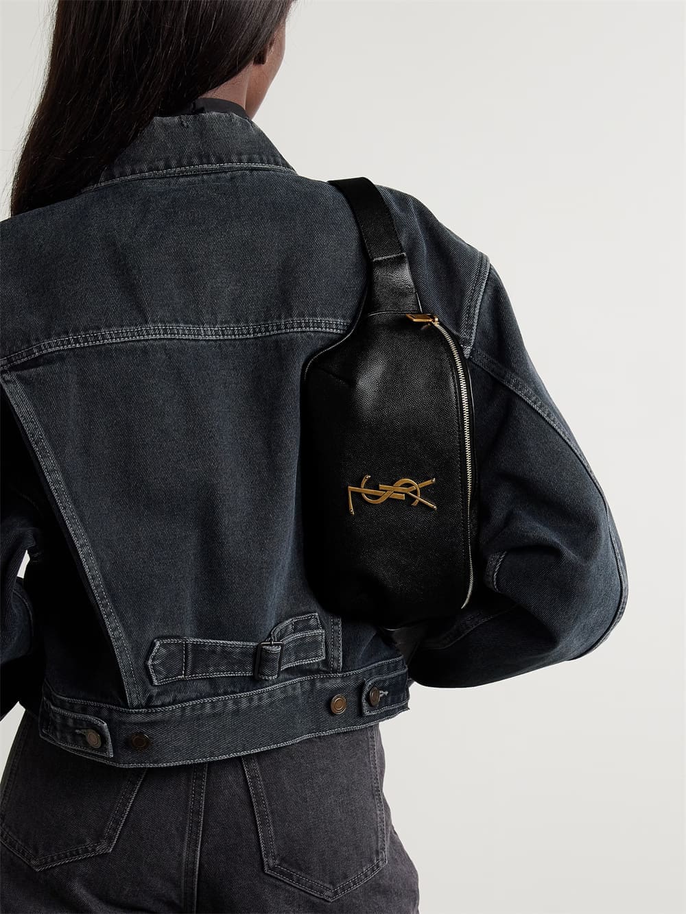 SAINT LAURENT Cassandre textured-leather belt bag