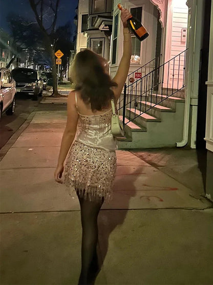 Fashion Sequin Tassel Pink Short Evening Dress Cocktail Dresses Short Party Dress   fg7965