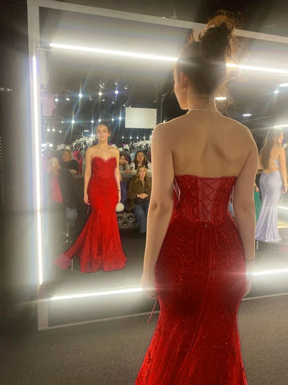 Hot Pink Mermaid Long Prom Gown Evening Dress    fg7395