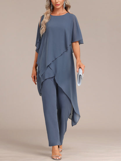 Round Neck Solid Color Jumpsuit