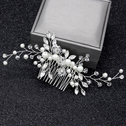 White Crystal Evening Plate Hair Comb