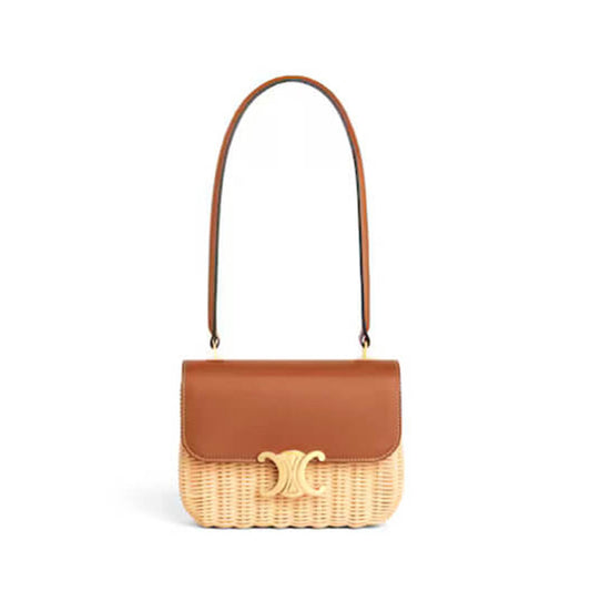 CELINE TEEN GARANCE BAG IN WICKER AND NATURAL CALFSKIN