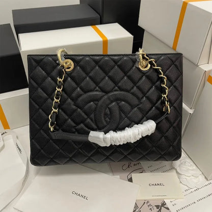 CHANEL CAVIAR QUILTED GRAND SHOPPING TOTE GST BLACK