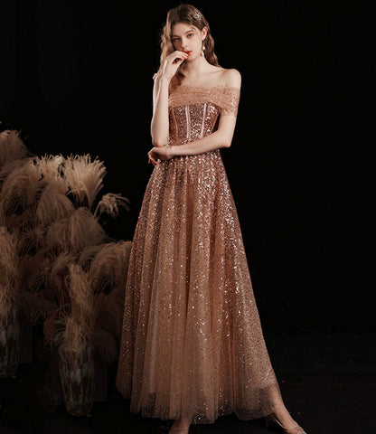 Shiny tulle sequins tea length prom dress evening dress  10412