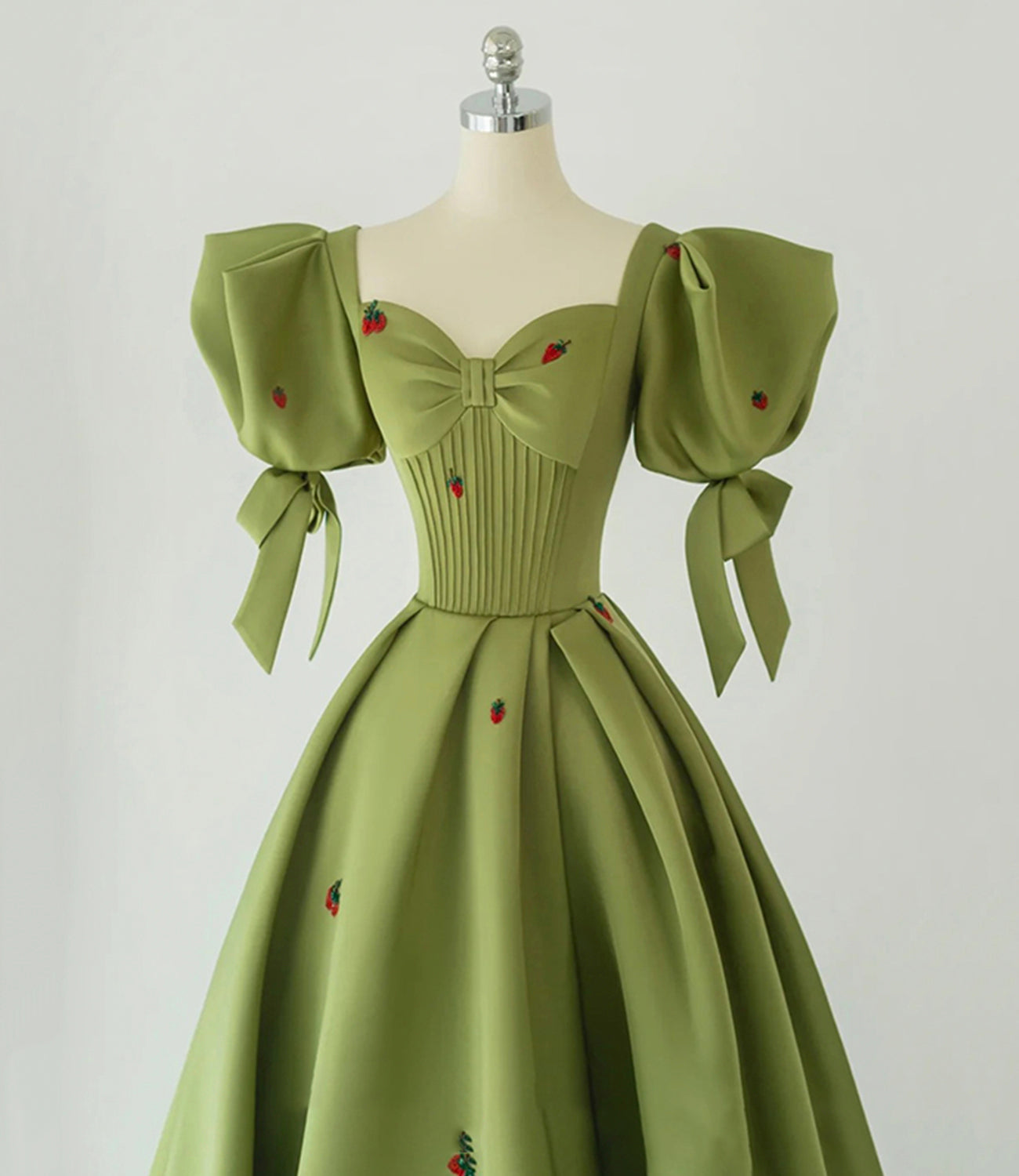 Cute strawberry long prom dress green evening gown  10393