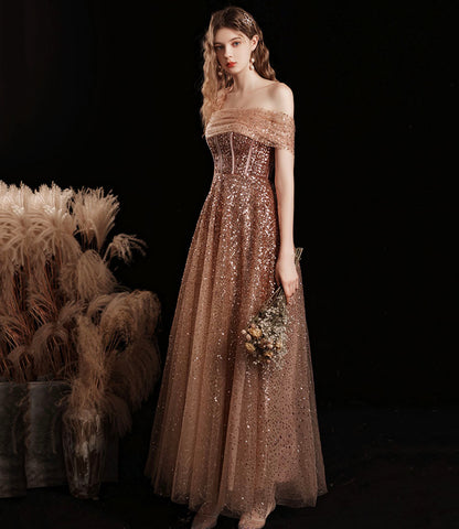 Shiny tulle sequins tea length prom dress evening dress  10412