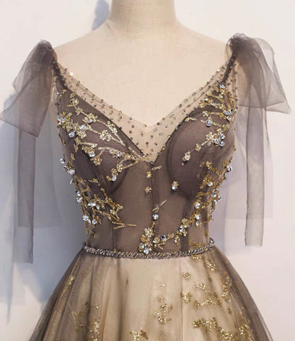 Elegant tulle sequins long prom dress evening gown  10230