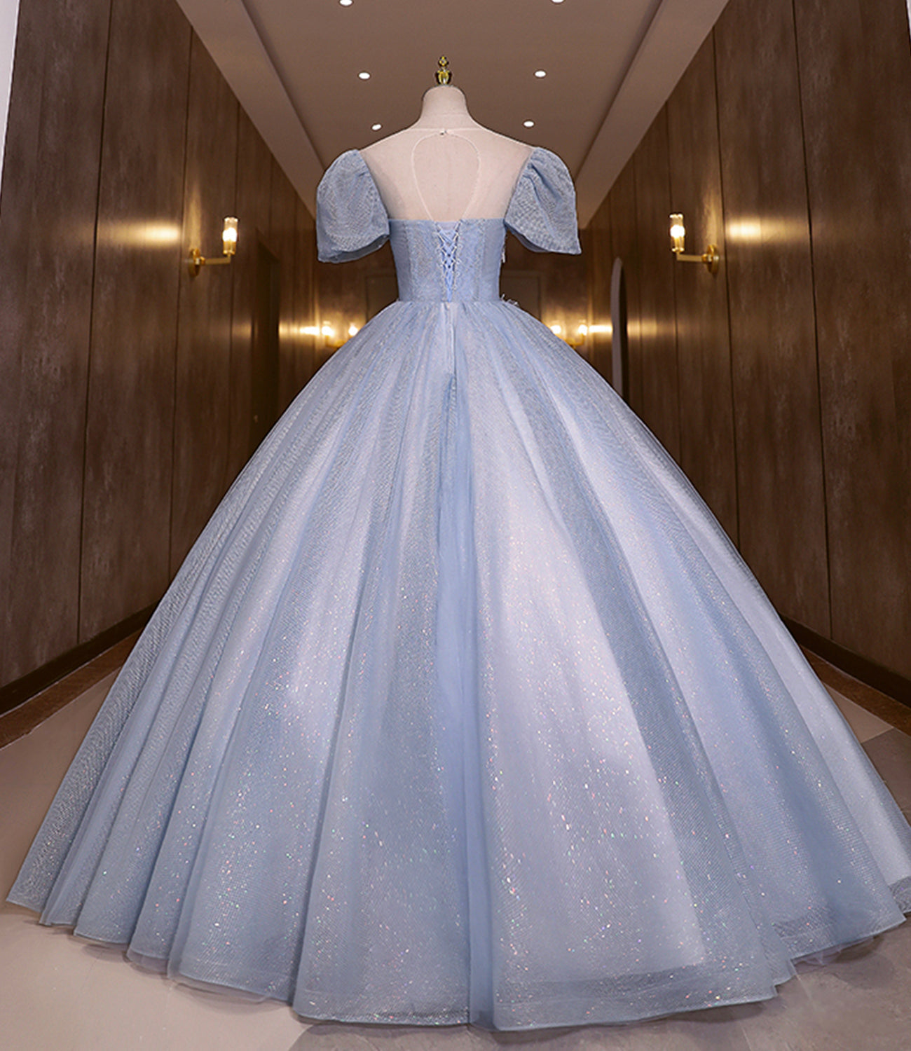 Blue shiny fashion elegant exquisite floral applique tulle lace long prom dress evening dress graduation dress 10259