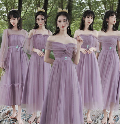 Purple tulle short prom dress party dress  10042