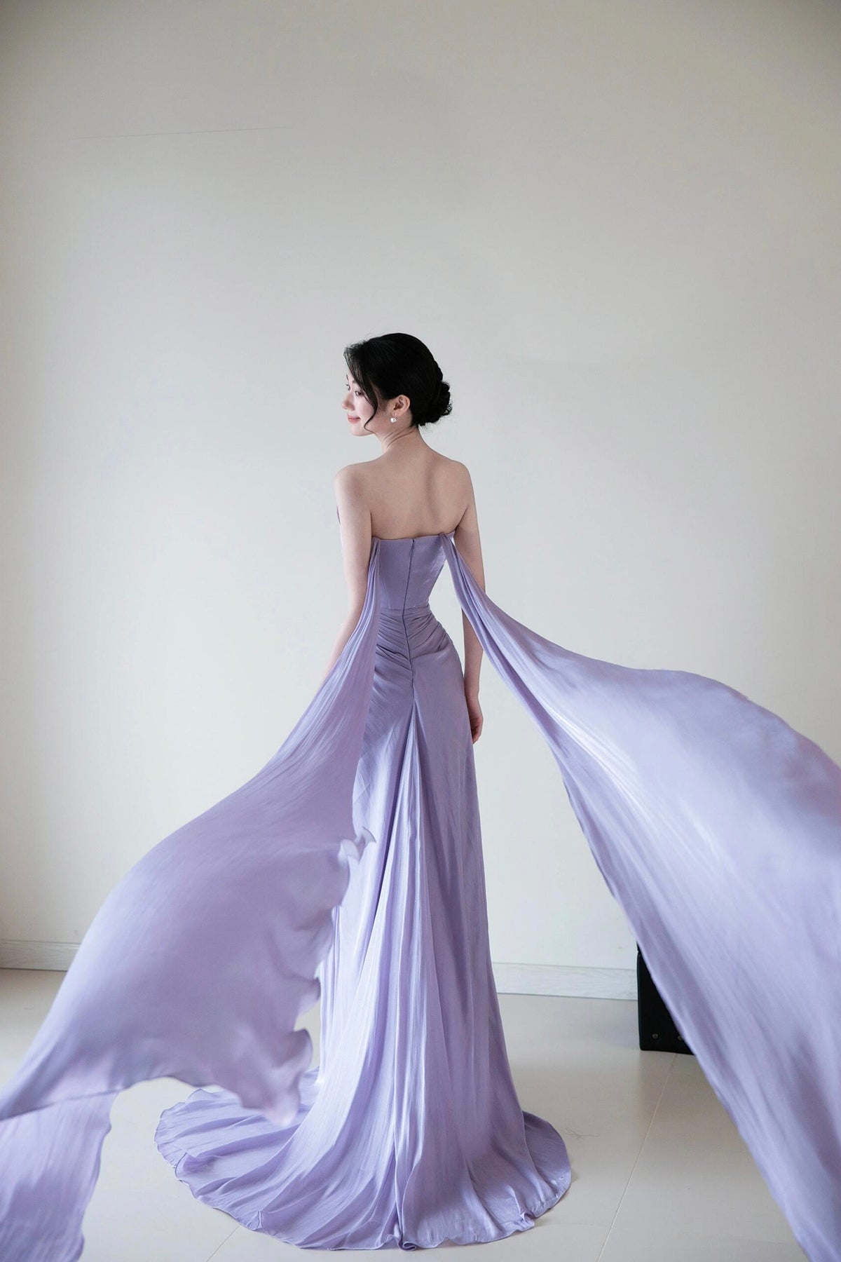 Lilac Strapless Long Prom Dress, Beautiful Backless Evening Party Dress