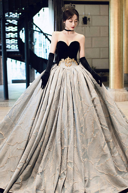 A-Line Sweetheart Neckline Long Formal Gown, Strapless Evening Party Dress