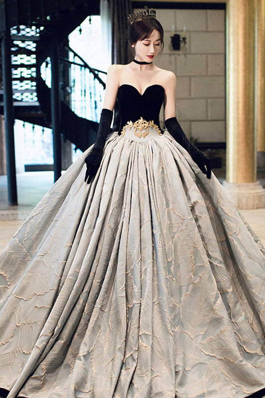 A-Line Sweetheart Neckline Long Formal Gown, Strapless Evening Party Dress