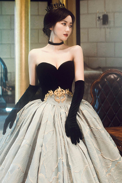 A-Line Sweetheart Neckline Long Formal Gown, Strapless Evening Party Dress