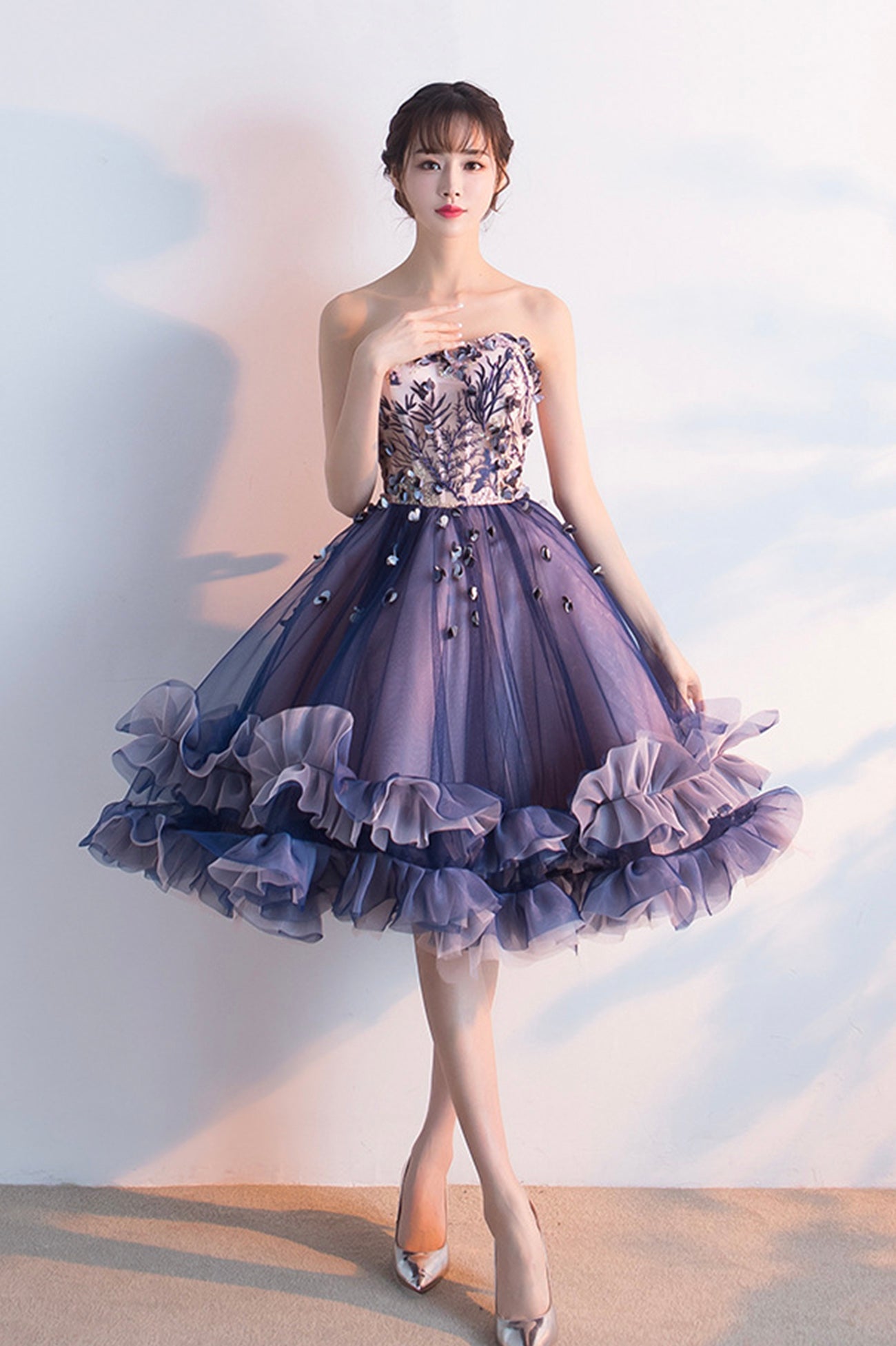 Cute Tulle Short Prom Dress, A-Line Strapless Homecoming Party Dress