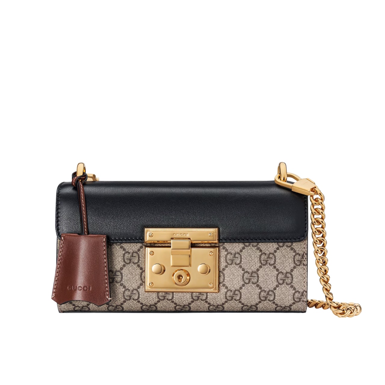 GUCCI PADLOCK SMALL SHOULDER GG SUPREME CANVAS BLACK 22CM ‎735103 KLQJG 9785