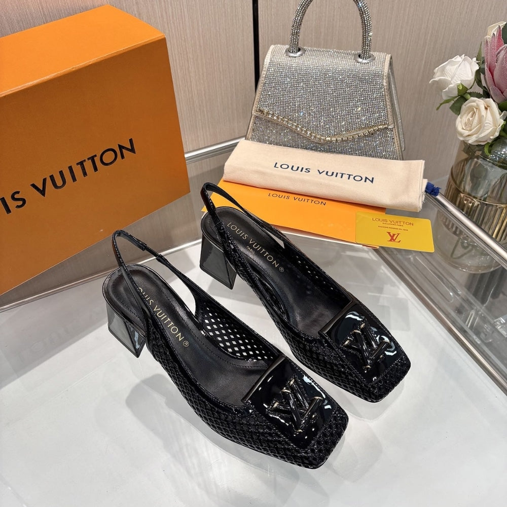 LOUIS VUITTON SHAKE SLINGBACK PUMP BLACK 1AD3XY