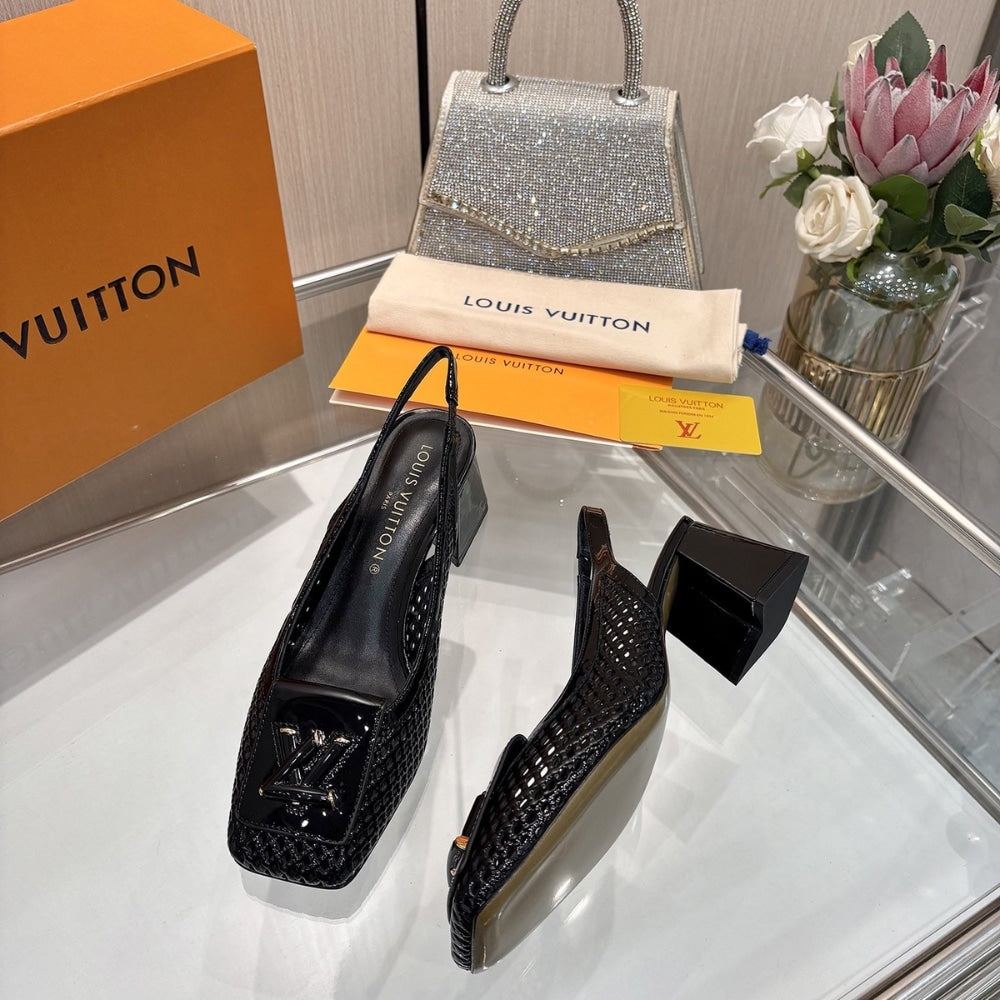 LOUIS VUITTON SHAKE SLINGBACK PUMP BLACK 1AD3XY
