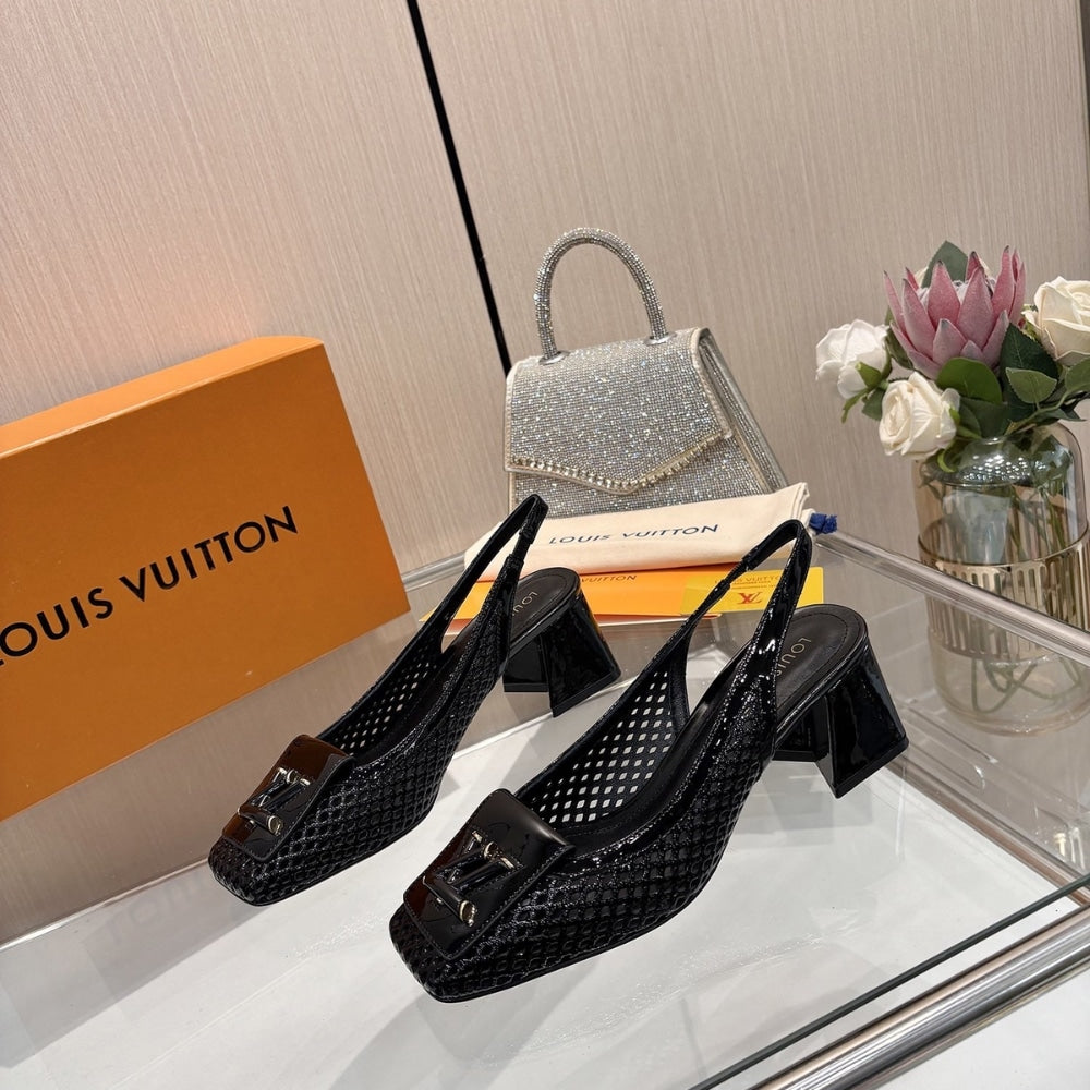 LOUIS VUITTON SHAKE SLINGBACK PUMP BLACK 1AD3XY