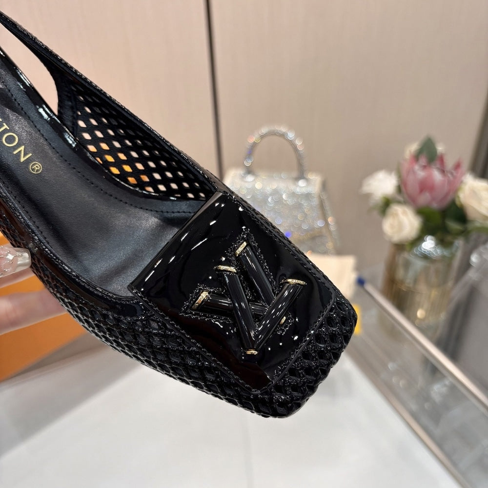 LOUIS VUITTON SHAKE SLINGBACK PUMP BLACK 1AD3XY