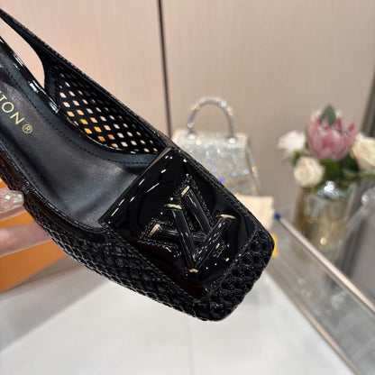 LOUIS VUITTON SHAKE SLINGBACK PUMP BLACK 1AD3XY