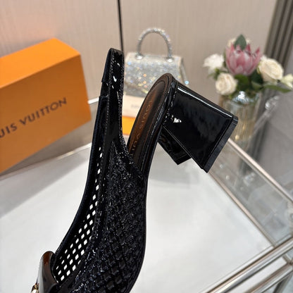 LOUIS VUITTON SHAKE SLINGBACK PUMP BLACK 1AD3XY
