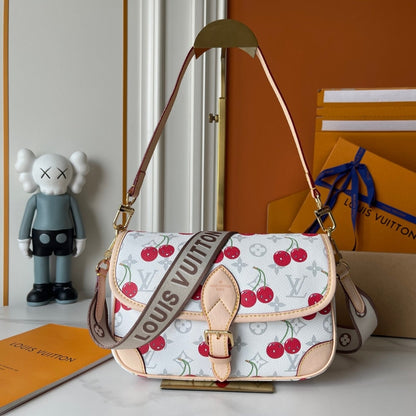 LOUIS VUITTON X TAKASHI MURAKAMI DIANE BAG MONOGRAM CHERRY WHITE 25CM