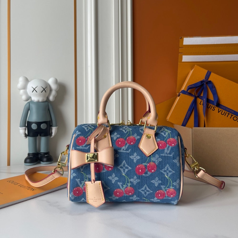 LOUIS VUITTON X TAKASHI MURAKAMI SPEEDY BANDOULIÈRE 20 MONOGRAM DENIM BLUE 20CM