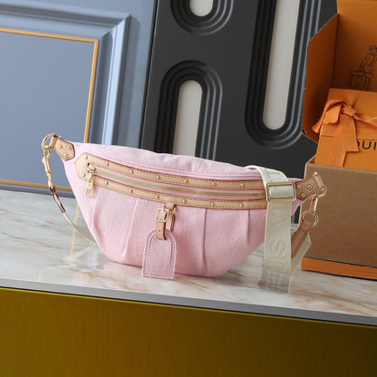 LOUIS VUITTON BUMBAG HIGH RISE WASHED PINK 38CM