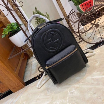 GUCCI SOHO CHAIN LEATHER BACKPACK BLACK 31CM